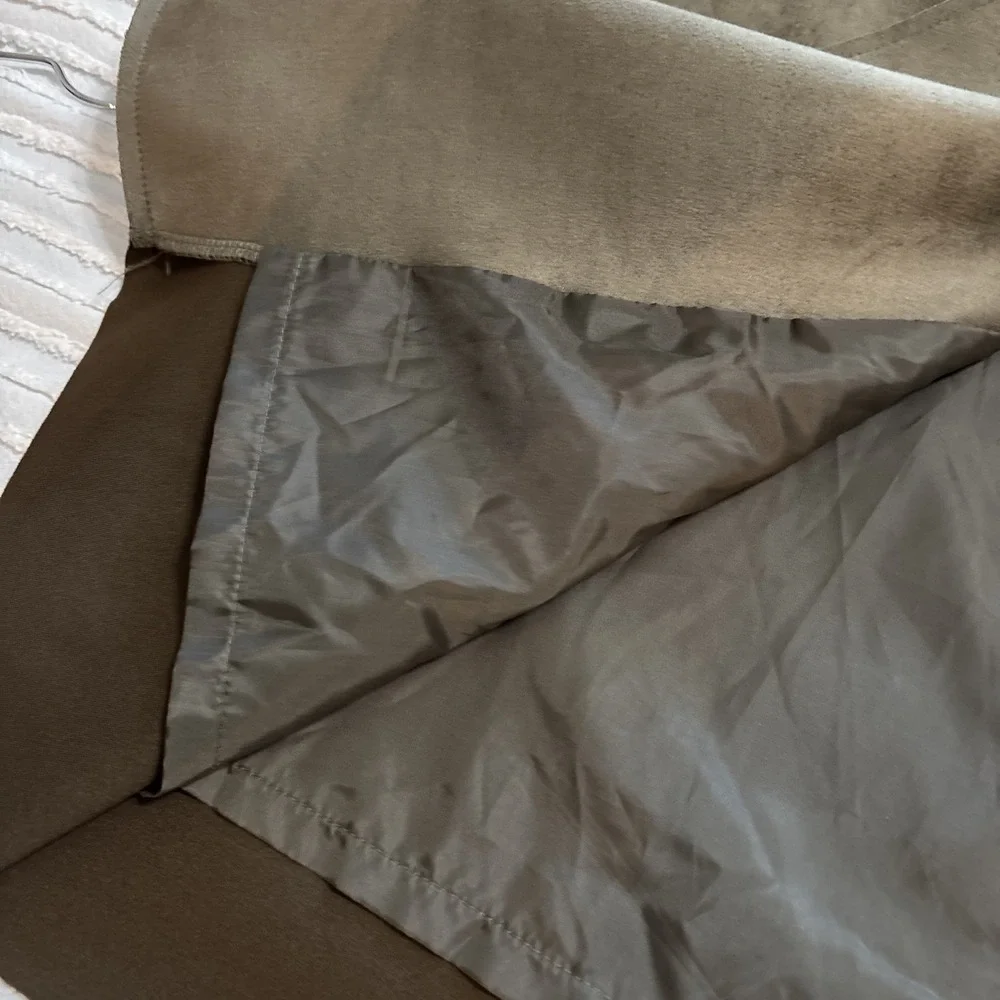 Hyfve Jacket Blazer Women's Sz S Faux Leather Suede olive Green‎ Faux Fur Trim - Picture 14 of 15